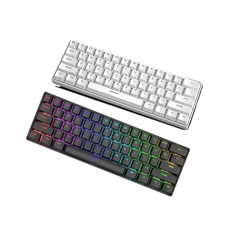 Teclado Gamer 60% Mini Blanco – Ergonómico y Semi-Mecánico