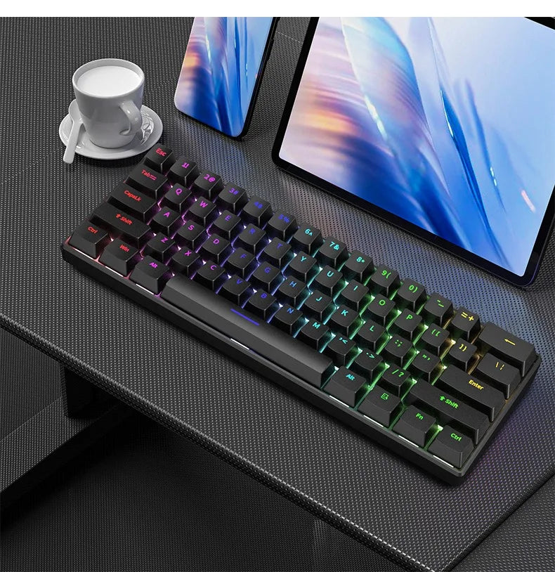 Teclado Gamer 60% Mini Blanco – Ergonómico y Semi-Mecánico