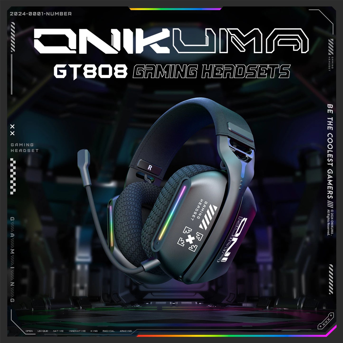 ONIKUMA GT808 Auriculares Gaming RGB Inalámbricos y Cableados