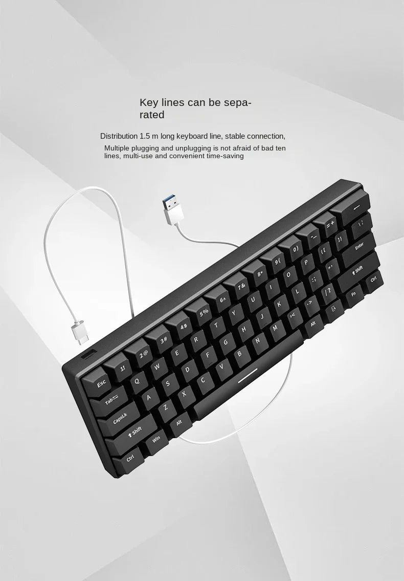 Teclado Gamer 60% Mini Blanco – Ergonómico y Semi-Mecánico