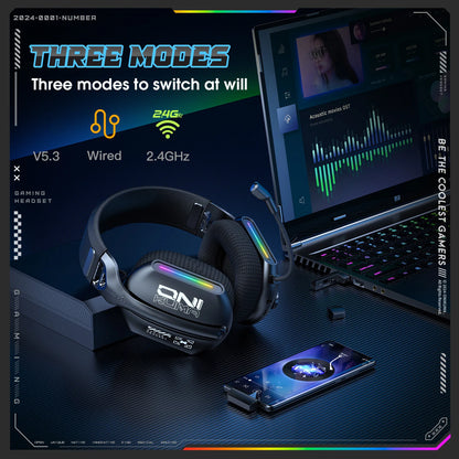 ONIKUMA GT808 Auriculares Gaming RGB Inalámbricos y Cableados