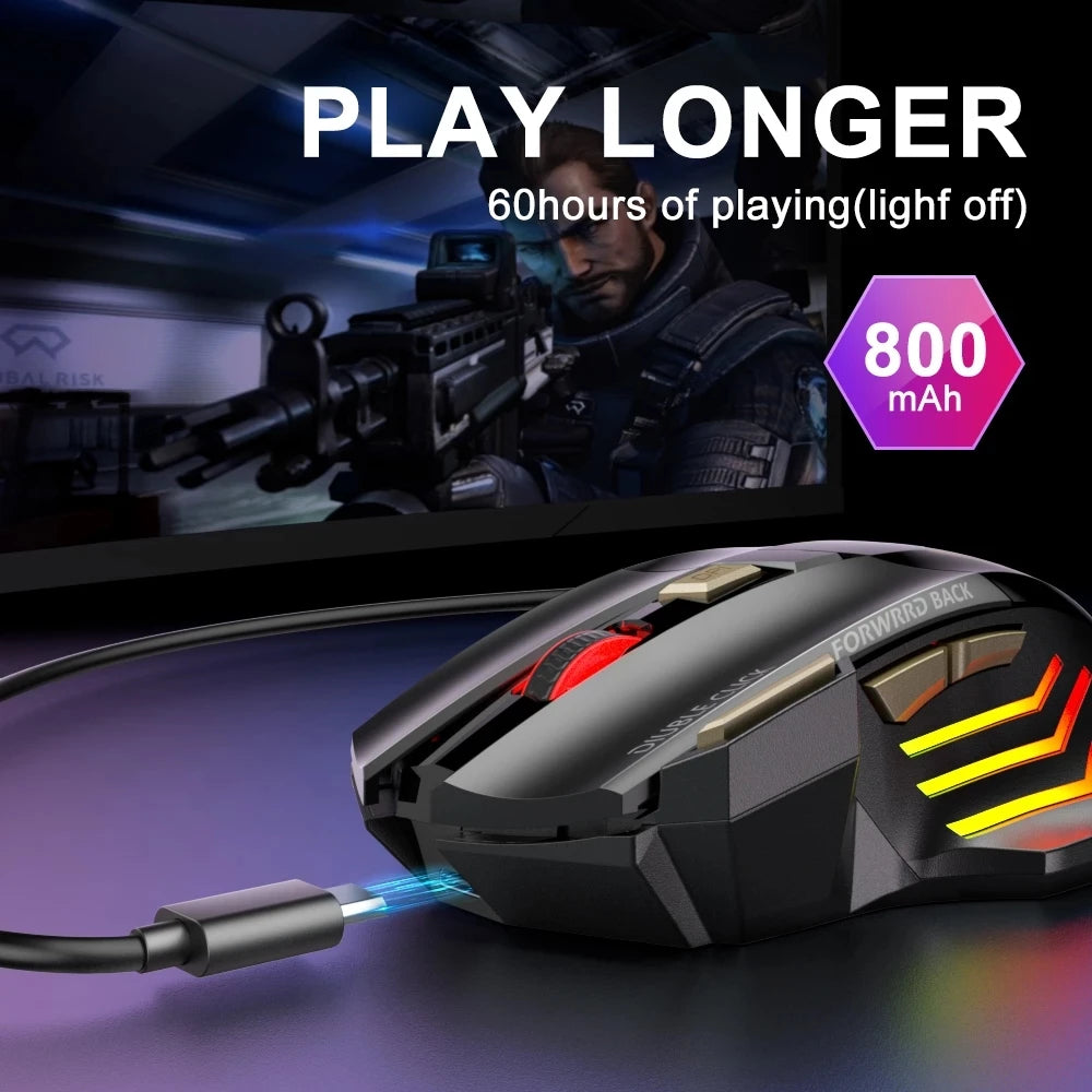 Mouse Gamer Inalámbrico 7 Botones RGB