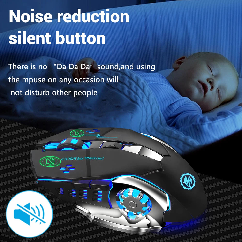 Mouse bluethooth Recargable silencioso para gaming