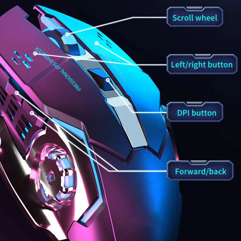 Mouse bluethooth Recargable silencioso para gaming