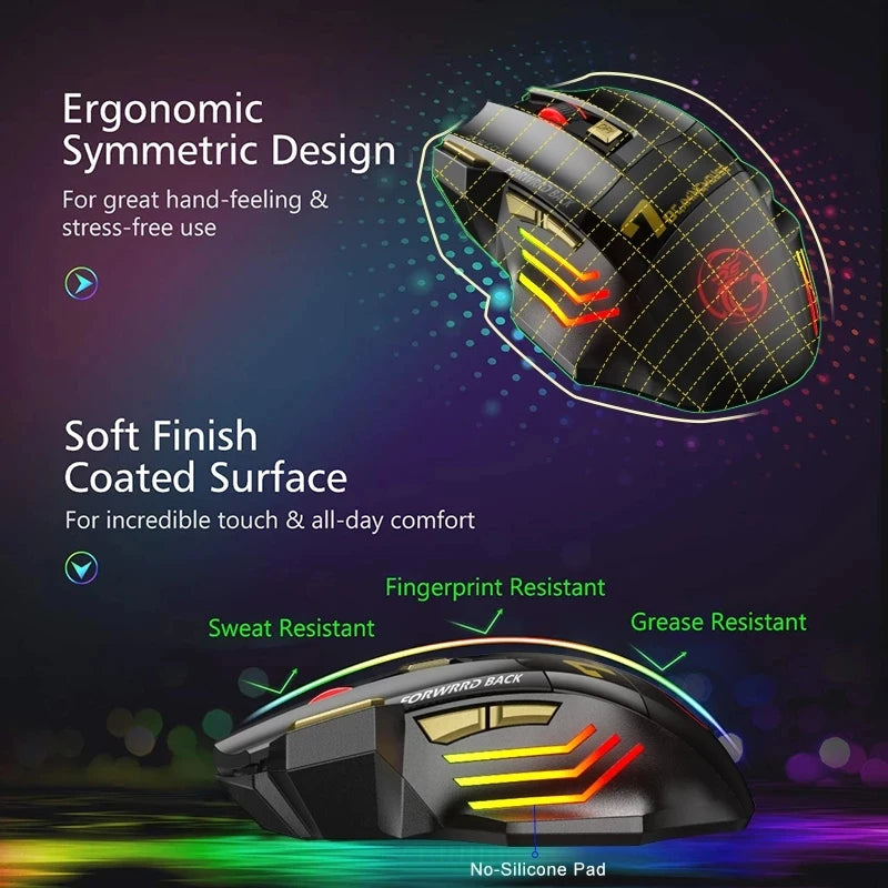 Mouse Gamer Inalámbrico 7 Botones RGB