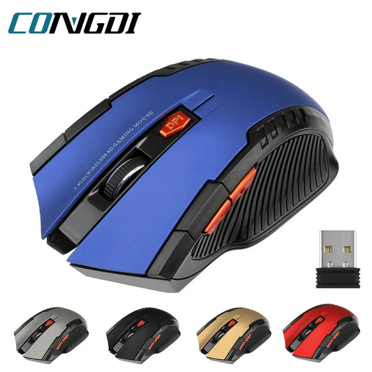 Mouse Óptico Inalámbrico 1600DPI con USB y 6 Botones