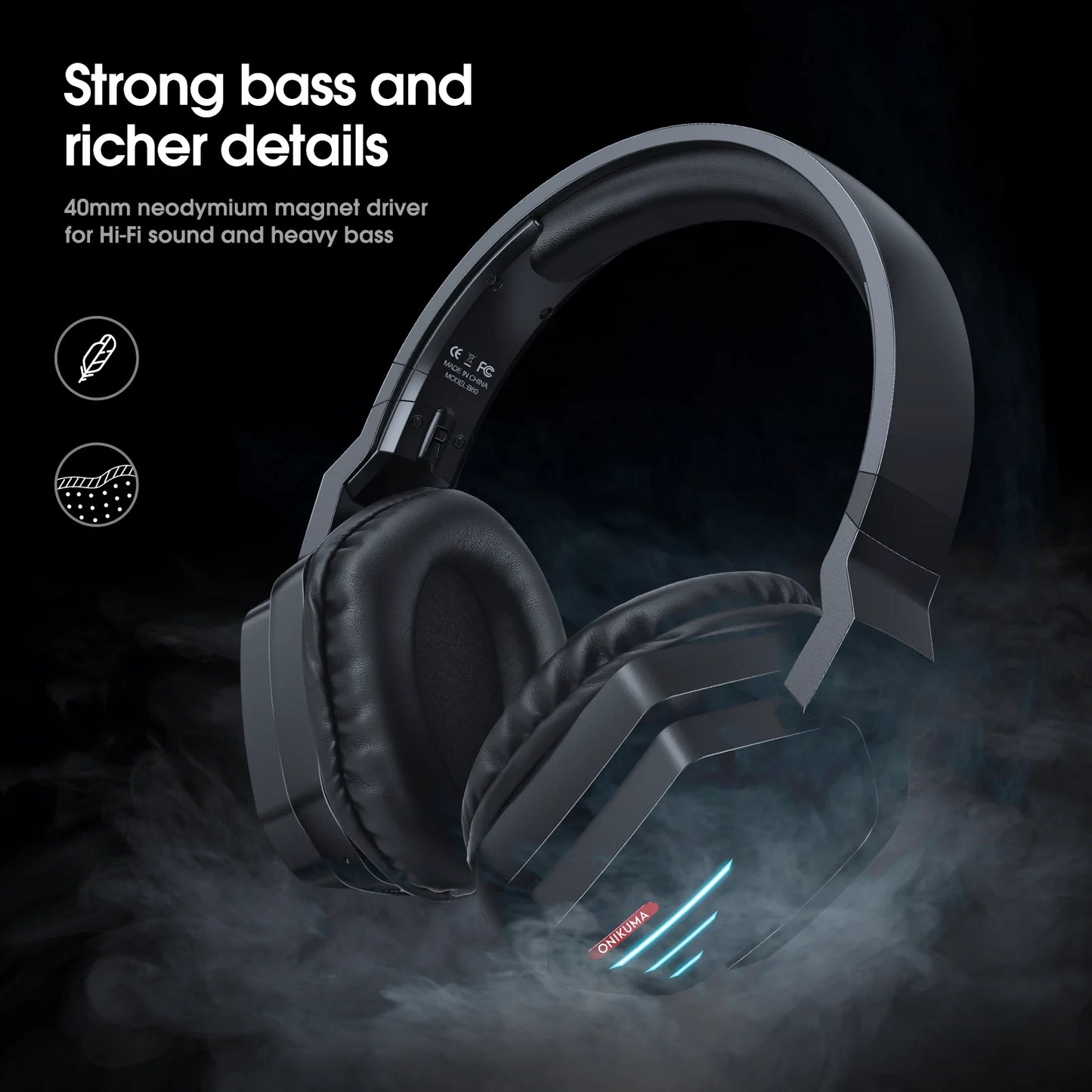 ONIKUMA Headset Gamer Pro Inalámbrico con Luz LED – PC