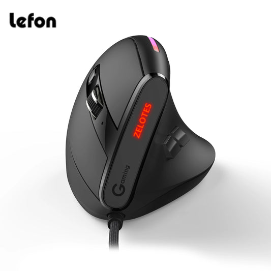 Mouse Gamer Vertical Lefon T50 RGB 9 Botones 12800 DPI