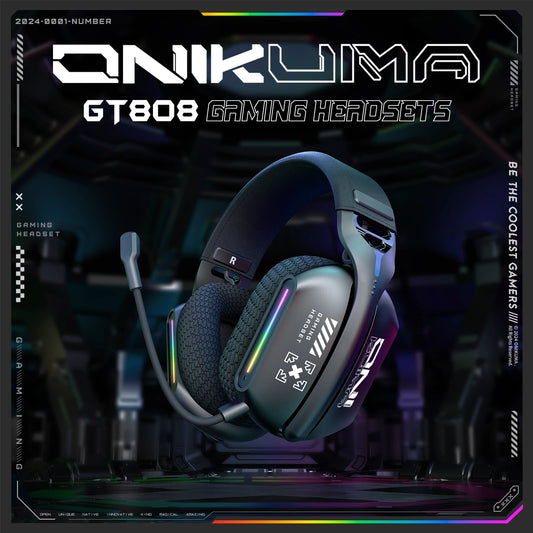 ONIKUMA GT808 Auriculares Gaming RGB Inalámbricos y Cableados