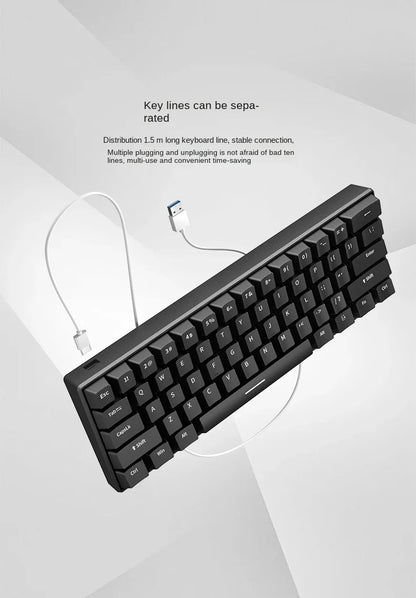 Teclado Gamer 60% Mini Blanco – Ergonómico y Semi-Mecánico